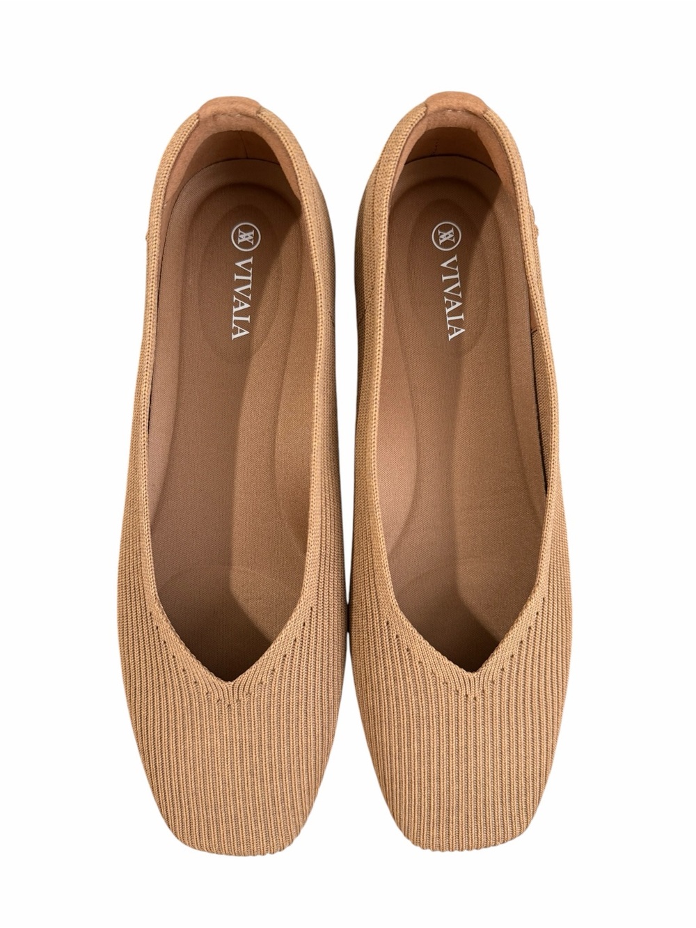 VIVAIA Margot 2.0 Square-Toe Flats Tan Sz 39 8US - Picture 5 of 8